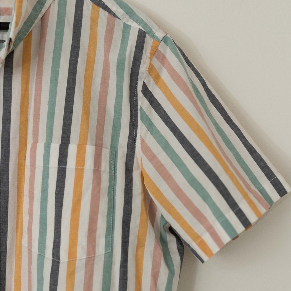 Goodfellow & Co Men's Short-Sleeve Multicolor Stripe Button-Up Shirt - Picture 3 of 4